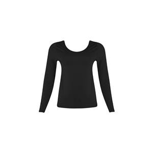 Camiseta Feminina Térmica Underwear com Decote U e Corte a Fio:Cor-PRETO / Tamanho-P