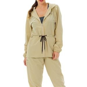 JAQUETA CORTA VENTO DICORPO COM CAPUZ, BOLSOS E AMARRAÇÃO NA CINTURA 