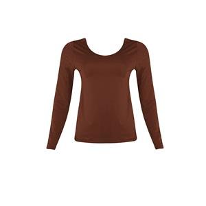 Camiseta Feminina Térmica Underwear com Decote U e Corte a Fio:Cor-TERRA / Tamanho-GG