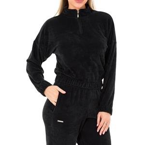 Conjunto Feminino de Veludo Canelado: Blusão Gola Alta + Calça Jogging com Bolsos