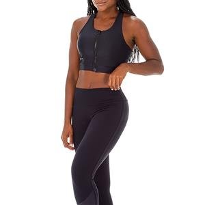 Top Feminino com Zíper Frontal, Superfície Brilhante e Alta Sustentação - DiCorpo 