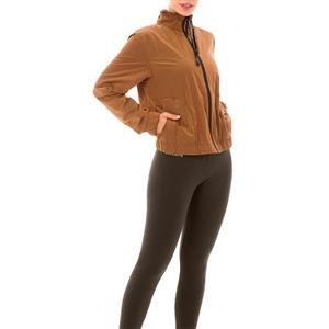 Jaqueta Corta-Vento Feminina Gola Alta com Amarração, Bolsos e Elástico Embutido - DiCorpo:Cor-MARMELADE / Tamanho-GG