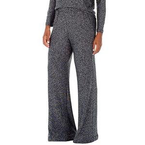 Calça Pantalona em Tricô Flanelado com Superfície Melange e Avesso Peluciado | DiCorpo 