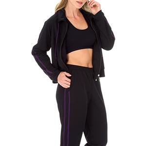 Conjunto Listrado Feminino: Jaqueta Raglã e Calça Jogger com Bolsos | DiCorpo 