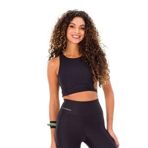 Top Fitness com Alças Finas Cruzadas Tecido Brilhante e Proteção UV50+ | DiCorpo 