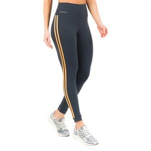Legging com listras nas laterais e Cós Alto Duplo Alta Compressão  