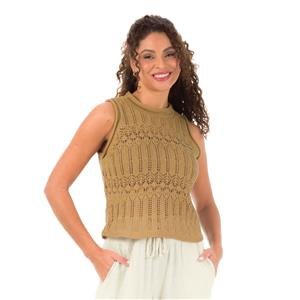 Regata em Malha com Efeito Crochê e Transparência | DiCorpo 