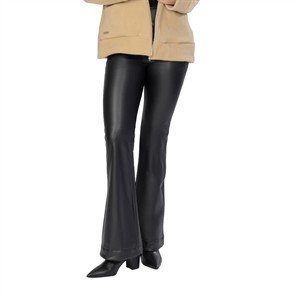 Calça Flare com Textura de Couro 