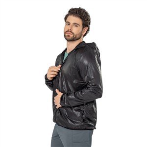 Jaqueta Corta-Vento Masculina Repelente à Água, Com Capuz e Bolsos  