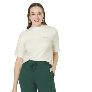 Camiseta Encurtada com Manga Média e Gola Subida 