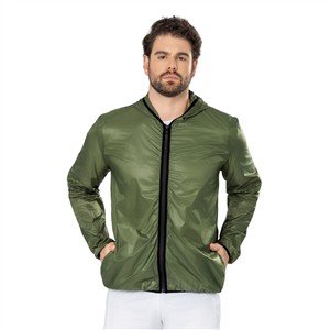 Jaqueta Corta Vento Masculina Repelente à Água, Com Capuz e Bolsos  