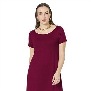 Vestido Camiseta Midi com Fenda nas Laterais 