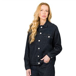 Jaqueta Jeans Oversized com Bolsos 
