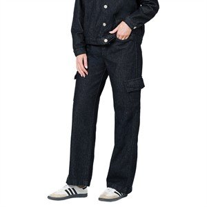 Calça Jeans Cargo com Bolsos Laterais 