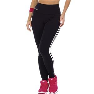 Legging com listas e Cós Alto Duplo em Sport Power:Cor-PRETO / BRANCO / Tamanho-M