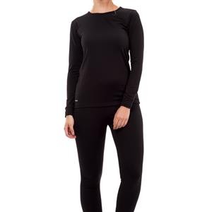 Conjunto Feminino: Camiseta Manga Longa Térmica com Decote Careca + Legging Térmica:Cor-PRETO / Tamanho-G