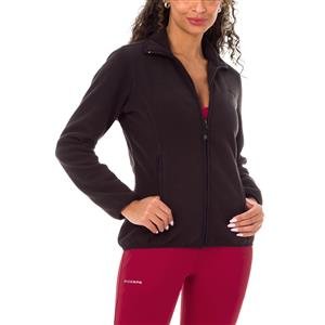 Jaqueta Feminina Acinturada com Gola Alta Bolsos e Zíper - Soft Ultra:Cor-PRETO / Tamanho-M