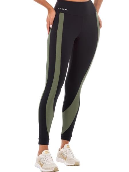 Legging Cintura Alta Feminina com Recortes e Tecido Brilhante – DiCorpo 02145