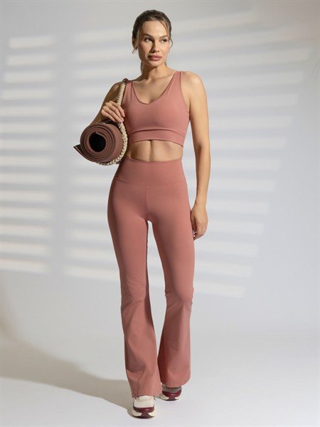Calça Flare com Cós Alto Duplo e Zero Transparência 02194