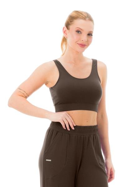 Top com Decote U, Alças Retas Bojos Removíveis - Média Sustentação | DiCorpo 03630-1