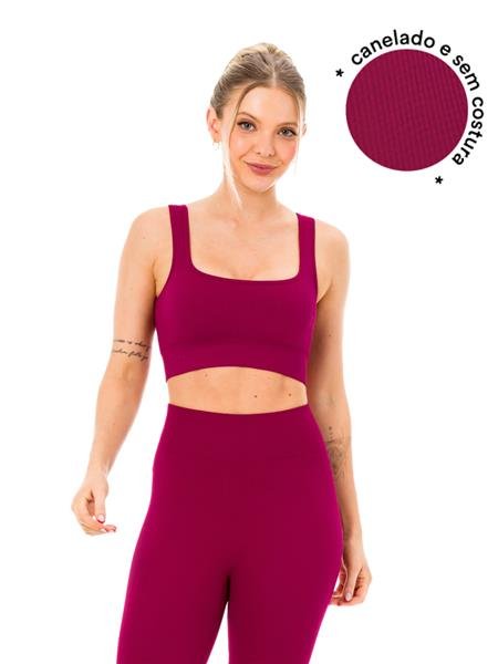 Top Duplo Canelado Seamless com Alças Retas e Bojos Removíveis 03675-I