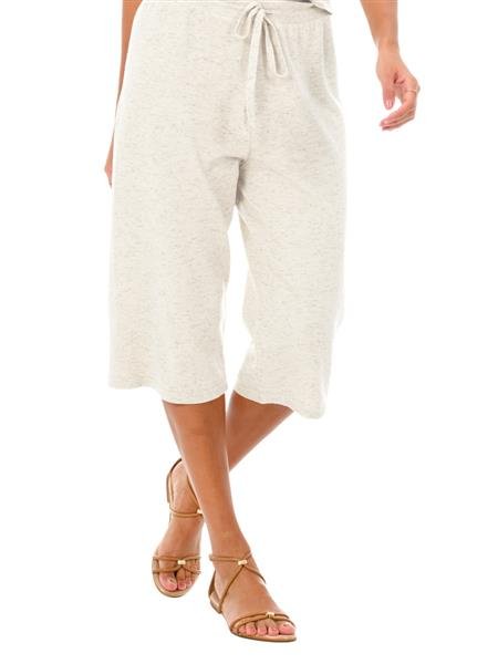 Calça Pantacourt de Tricô com Amarração na Cintura | DiCorpo 08451-M