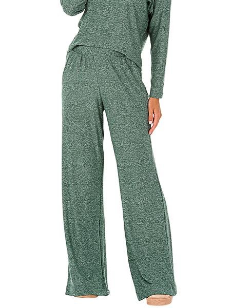 Calça Pantalona em Tricô Flanelado com Superfície Melange e Avesso Peluciado | DiCorpo 08463