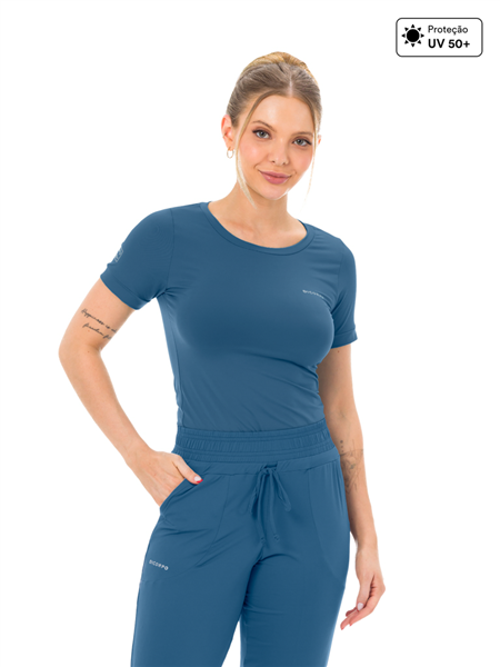 Blusa Baby Look Feminina Mangas Curtas Com Proteção UV - UV Smart 12658
