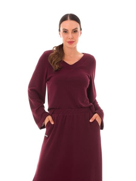 BLUSA COM MANGAS AMPLAS, DECOTE V, VAZADO NAS COSTAS E MULLET | DICORPO 12703