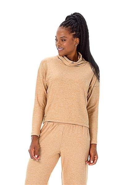 Blusa Tricô Flanelado Gola Boba Modelagem Mullet | DiCorpo 12707
