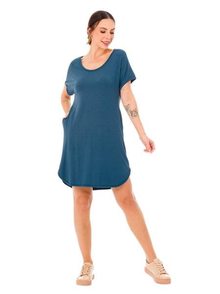 Vestido Camiseta com Bolsos e Decote U | DiCorpo 19286-1