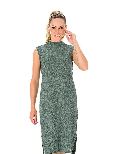 Vestido Midi Gola Alta em Tricô Flanelado com Fendas Laterais | DiCorpo 19311