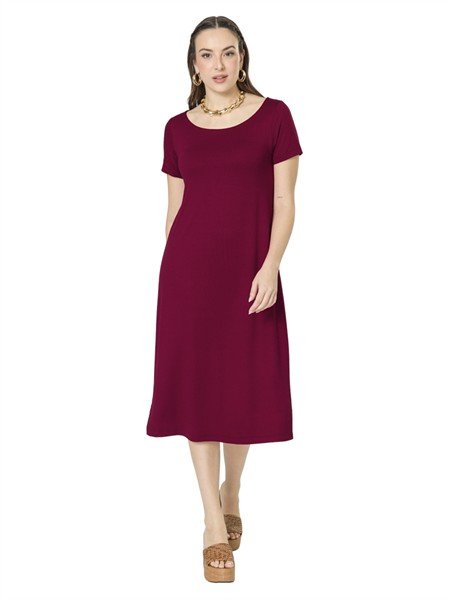 Vestido Camiseta Midi com Fenda nas Laterais 19343