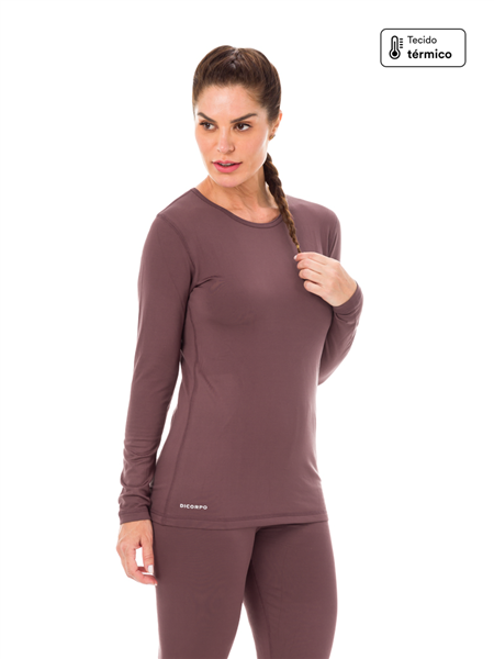 Conjunto Feminino: Camiseta Manga Longa Térmica com Decote Careca + Legging Térmica 20179-I