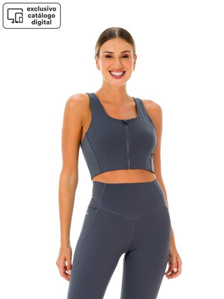 CONJUNTO: TOP DUPLO ALONGADO COM ZIPER FRONTAL, COSTAS NADADOR E BOJOS REMOVIVEIS + LEGGING RECORTADA COM BOLSOSE COS ALTO DUPLO 20218-I