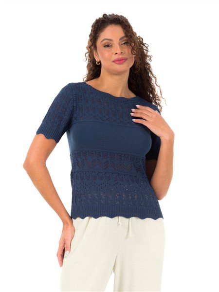 Blusa em Tricô com Decote Redondo | DiCorpo 44011