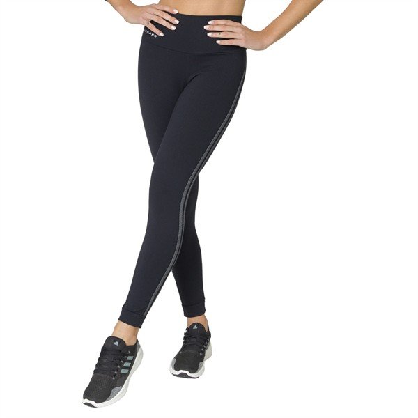 Legging com listras nas laterais e Cós Alto Duplo Alta Compressão  02007-1