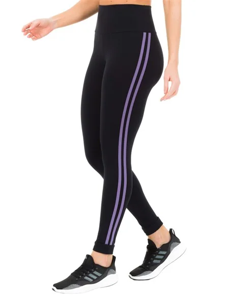 Legging com listras nas laterais e Cós Alto Duplo Alta Compressão | DiCorpo 02007-1