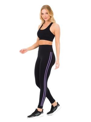 Legging com listas e Cós Alto Duplo em Sport Power 