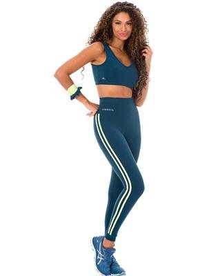 Legging com listas e Cós Alto Duplo em Sport Power 