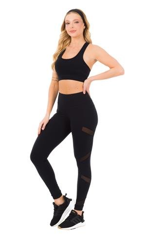 Legging  com Transparências, Bolsos e Elástico no Cós Duplo - Média Compressão | DiCorpo 