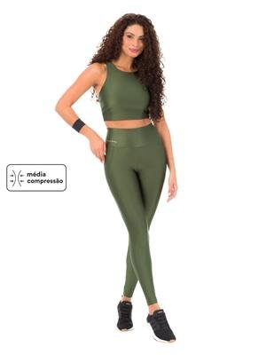 Legging com Detalhes Bolsos e Cós Alto Duplo - Média Compressão | DiCorpo 