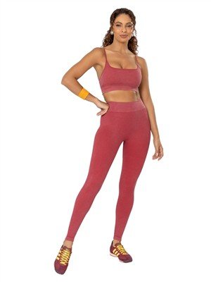 Legging Seamless com Média Compressão e Cós Alto Duplo Média 