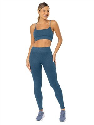 Legging Seamless com Média Compressão e Cós Alto Duplo Média 
