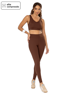 Legging com Cós Alto Duplo e Alta Compressão 
