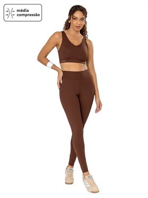 Legging com Cós Alto Duplo e Alta Compressão 