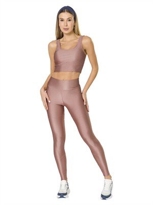 Legging com Forro no Recorte Superior, Cintura Alta e Cós Duplo 