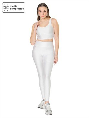 Legging com Forro no Recorte Superior, Cintura Alta e Cós Duplo 