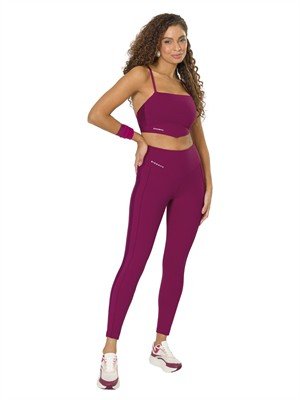 Legging com Listras e Cós Alto Duplo 