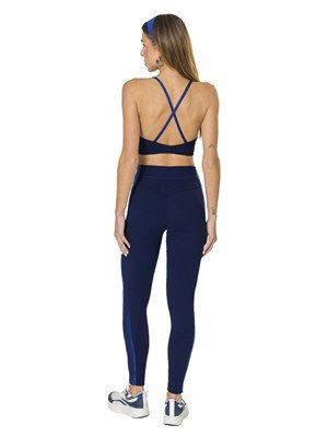 Legging com Listras e Cós Alto Duplo 